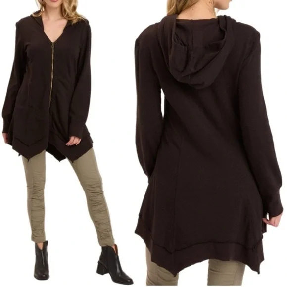 XCVI Fleece Mercantile Tencel & Cotton Black Zip Jacket Size M - Picture 12 of 13